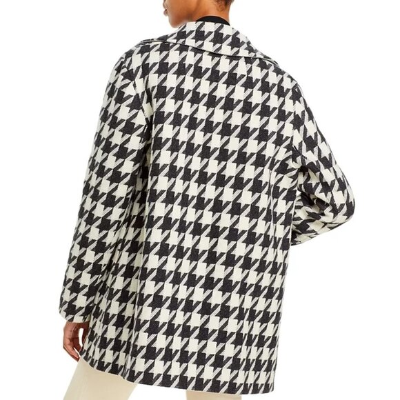 Theory Danvey Wool Houndstooth Belted Jacket in Black White - Picture 3 of 5